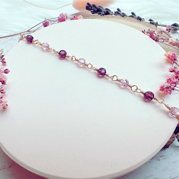 New Faceted Crystal Beads Bracelet | 14k Gold Filled | Handmade in BC - Picture 2 of 5